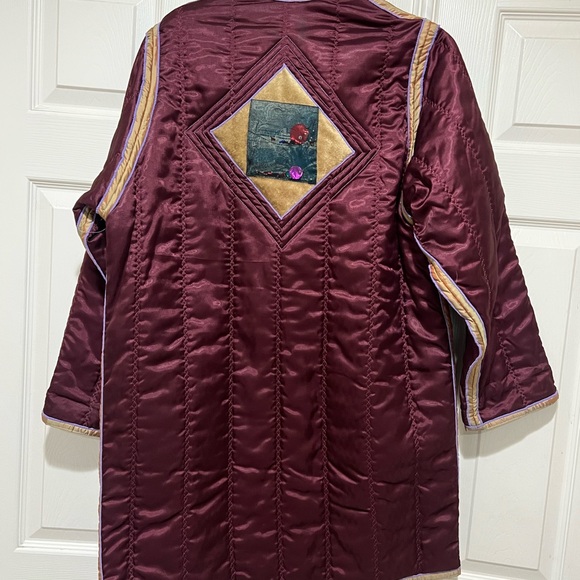 VNTG Reversible Quilted‎ yellow Burgundy Unisex  USA Lightweight Jacket Coat M - Picture 3 of 16